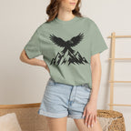 Ravens Summit Mountain T-Shirt — Eagle Over Peaks Graphic Tee Light