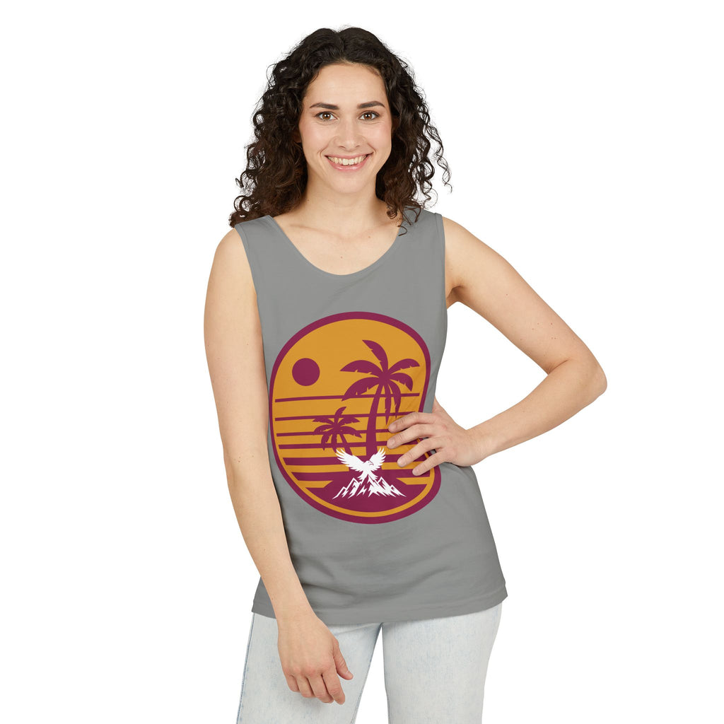 Ravens Summit Sunset Palm Tank Top  — Retro Beach Vibes Graphic Tank