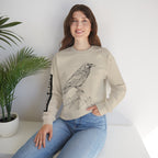 Crewneck Sweatshirt — Geometric Mountain Raven Illustration with 'Ravens Summit' Sleeve