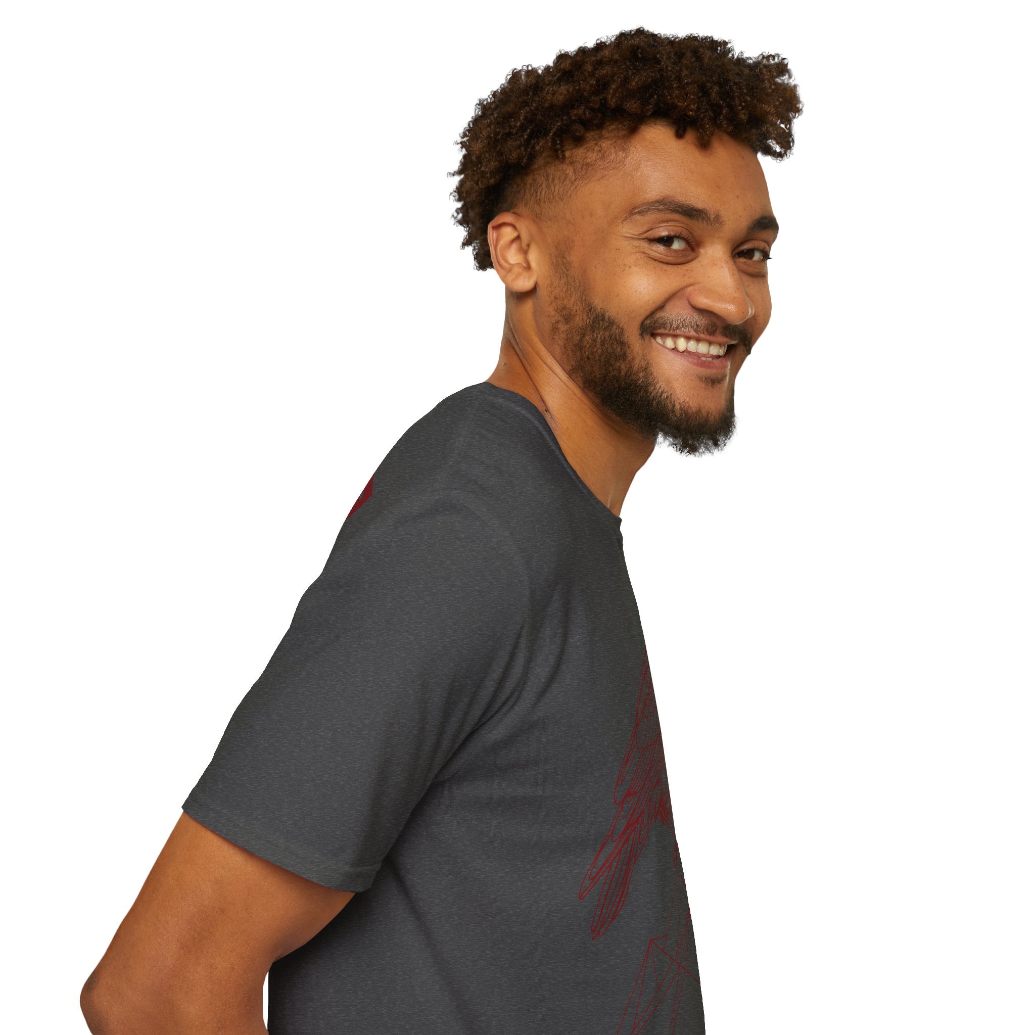 Raven Line Art T‑Shirt — Geometric Mountain Raven Sketch Tee