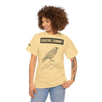 Raven Summit Tee — Minimal Mountain Raven Line Art Graphic T-Shirt