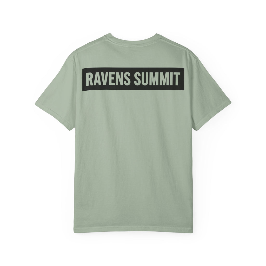 Ravens Summit Mountain T-Shirt — Eagle Over Peaks Graphic Tee Light