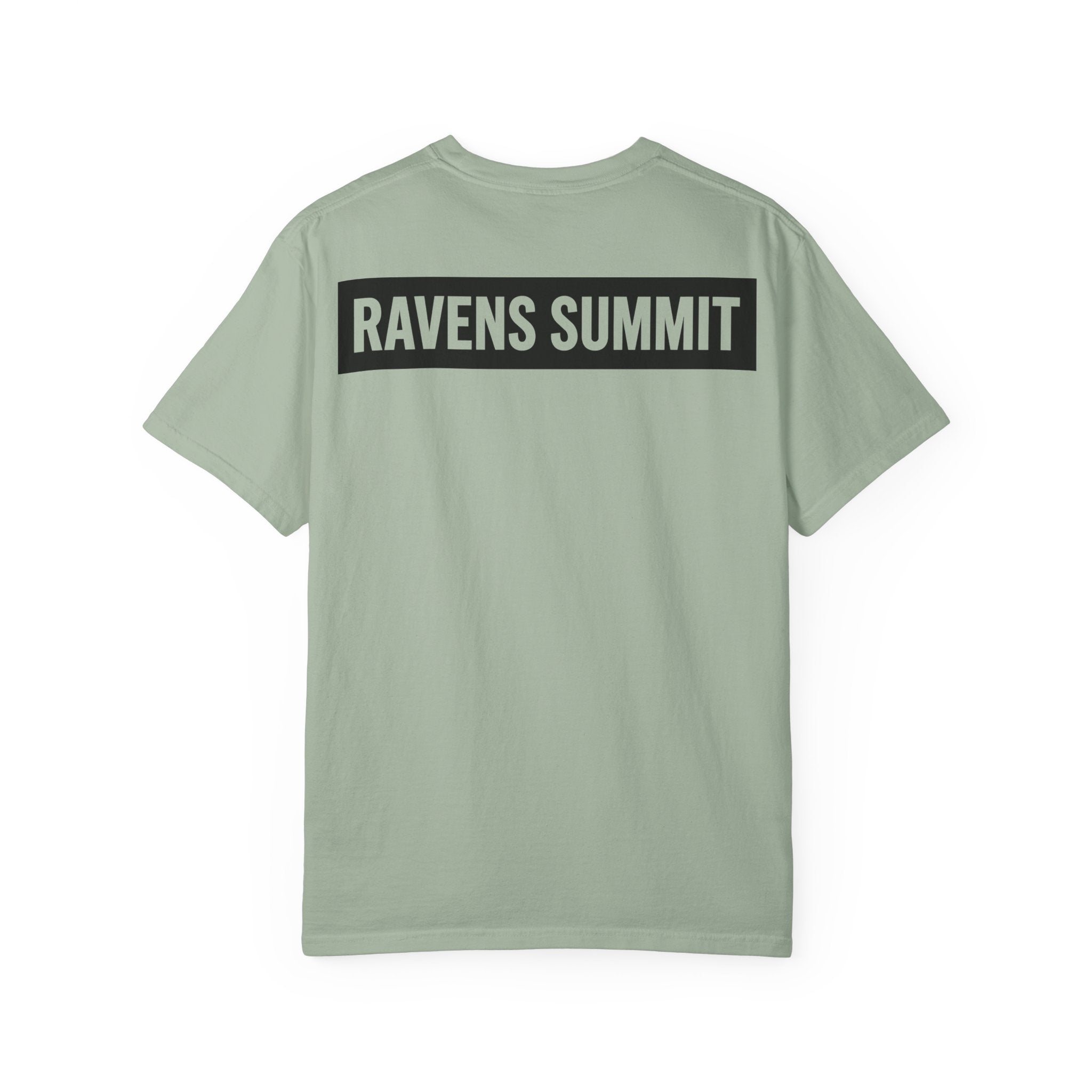 Ravens Summit Mountain T-Shirt — Eagle Over Peaks Graphic Tee Light