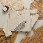 Crewneck Sweatshirt — Geometric Mountain Raven Illustration with 'Ravens Summit' Sleeve