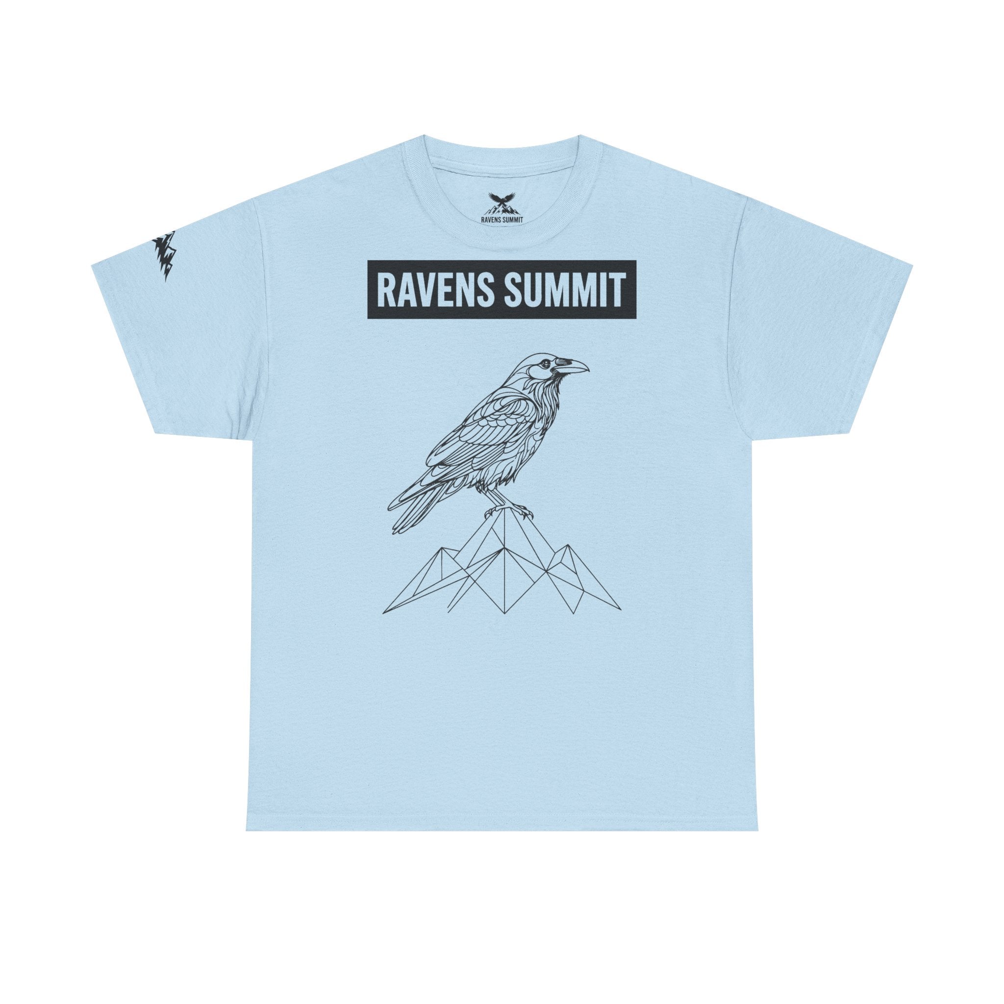 Raven Summit Tee — Minimal Mountain Raven Line Art Graphic T-Shirt