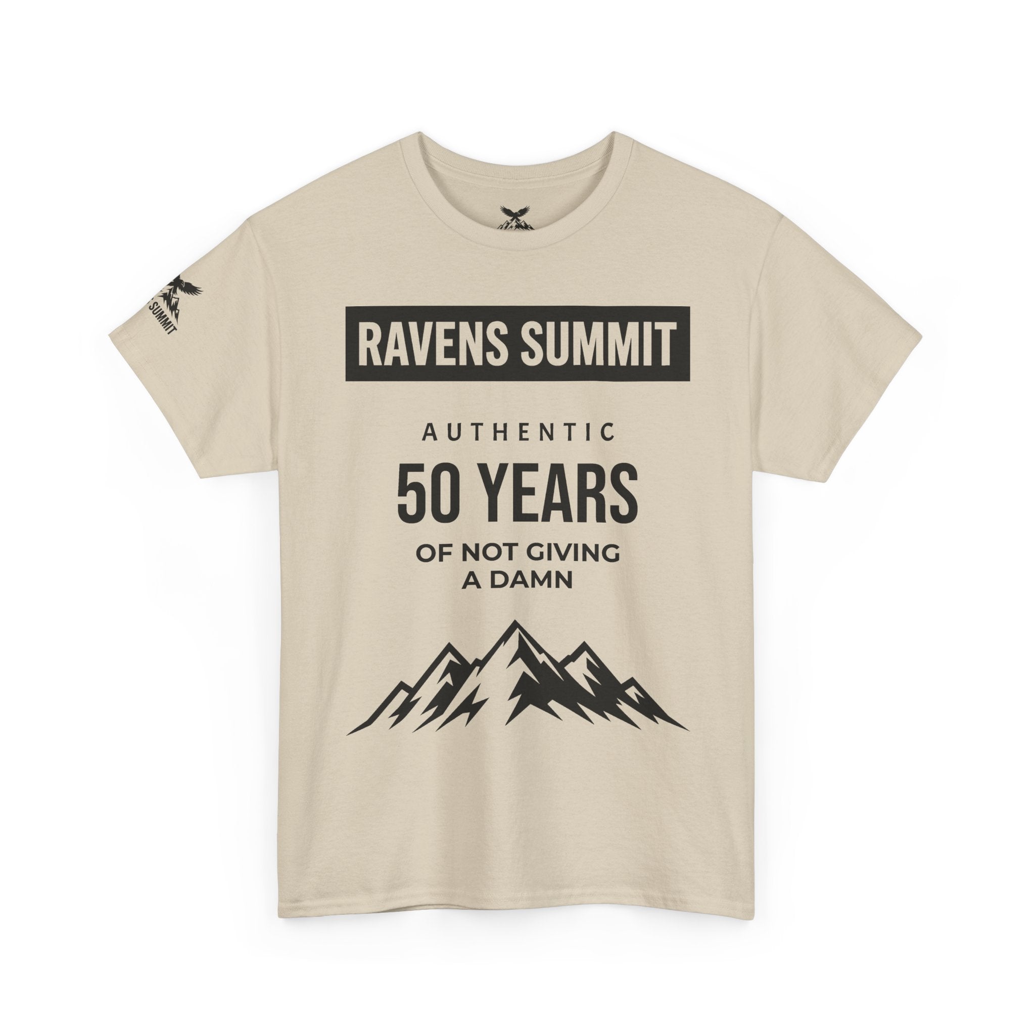 Customisable Ravens Summit 50 Years Tee — "Authentic 50 Years of Not Giving a Damn" Mountain Graphic T‑Shirt