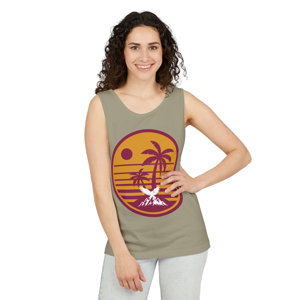 Ravens Summit Sunset Palm Tank Top  — Retro Beach Vibes Graphic Tank
