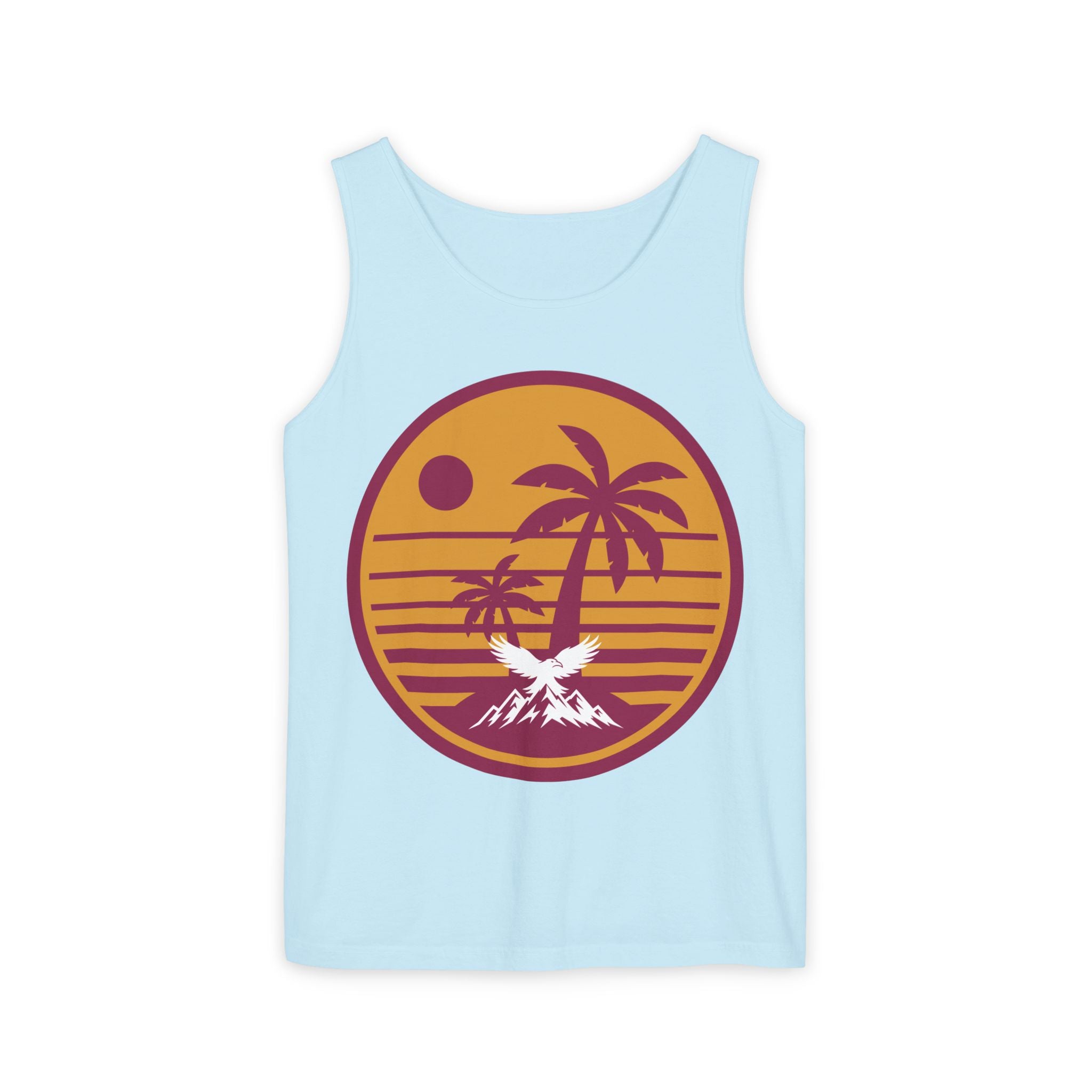 Ravens Summit Sunset Palm Tank Top  — Retro Beach Vibes Graphic Tank