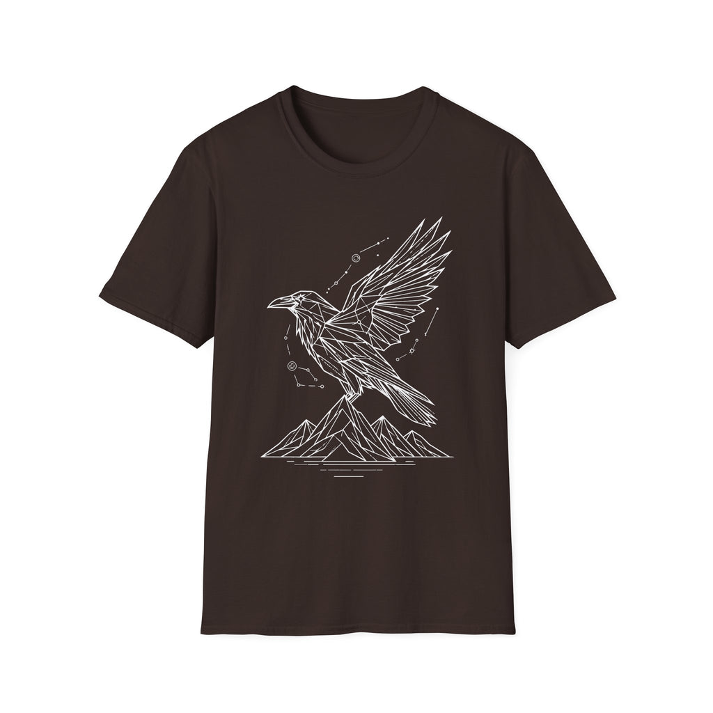 Geometric Raven Tee — Minimal Line Art Constellation T Shirt