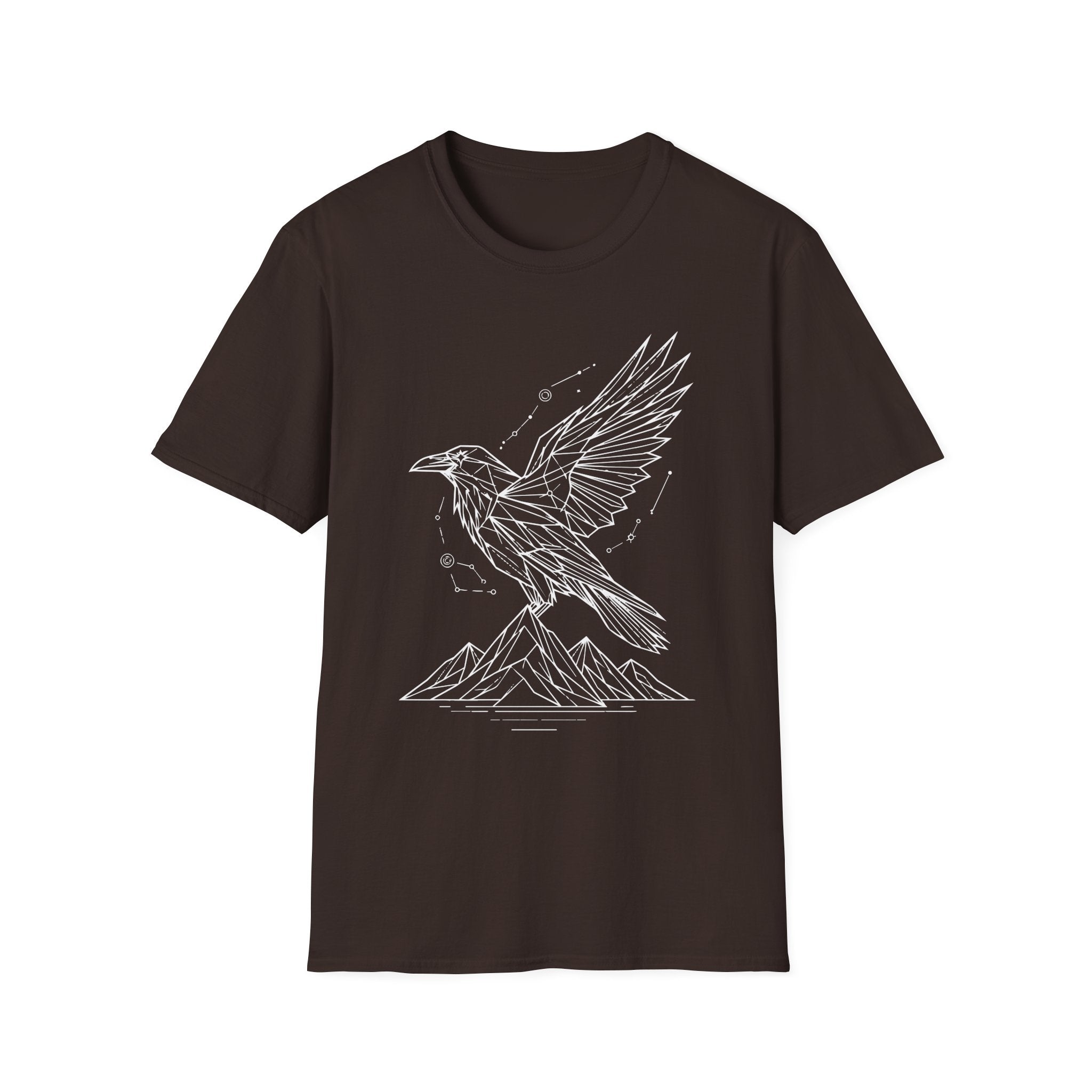 Geometric Raven Tee — Minimal Line Art Constellation T Shirt