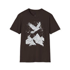 Mountain Raven Tee — Minimal Line Art Bird & Peaks Graphic T-Shirt