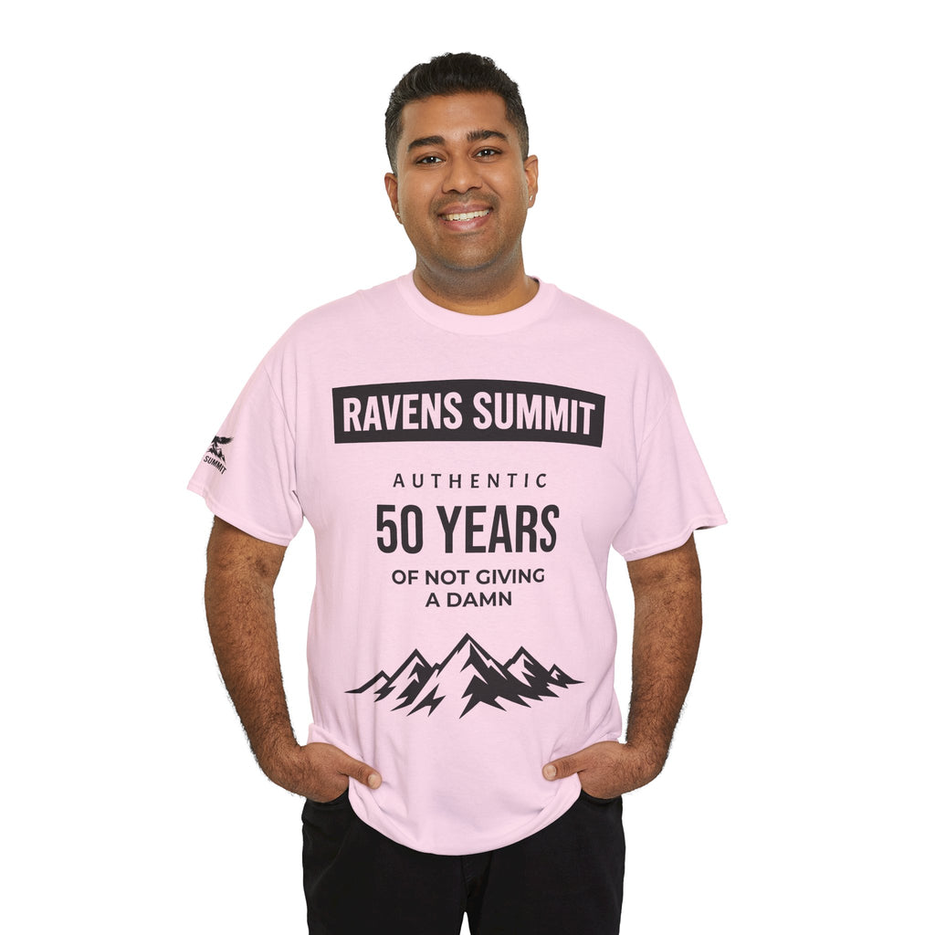 Customisable Ravens Summit 50 Years Tee — "Authentic 50 Years of Not Giving a Damn" Mountain Graphic T‑Shirt
