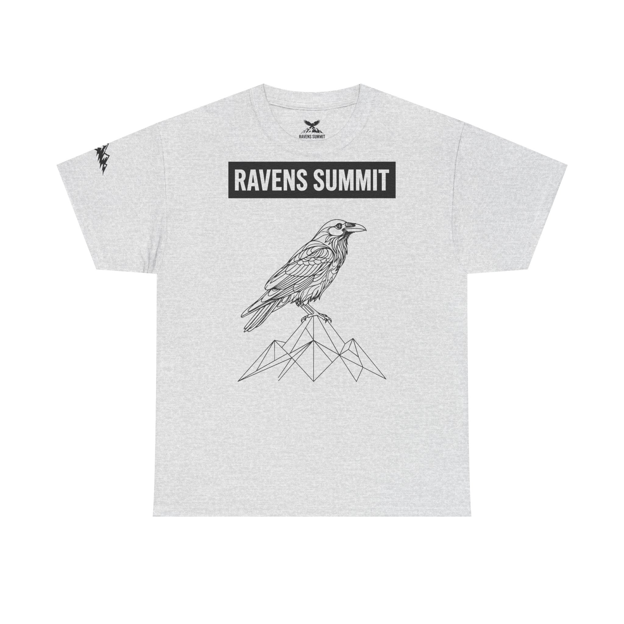 Raven Summit Tee — Minimal Mountain Raven Line Art Graphic T-Shirt