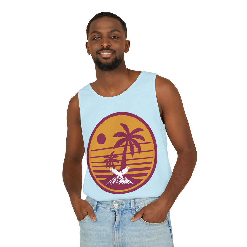 Ravens Summit Sunset Palm Tank Top  — Retro Beach Vibes Graphic Tank