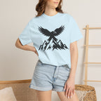 Ravens Summit Mountain T-Shirt — Eagle Over Peaks Graphic Tee Light