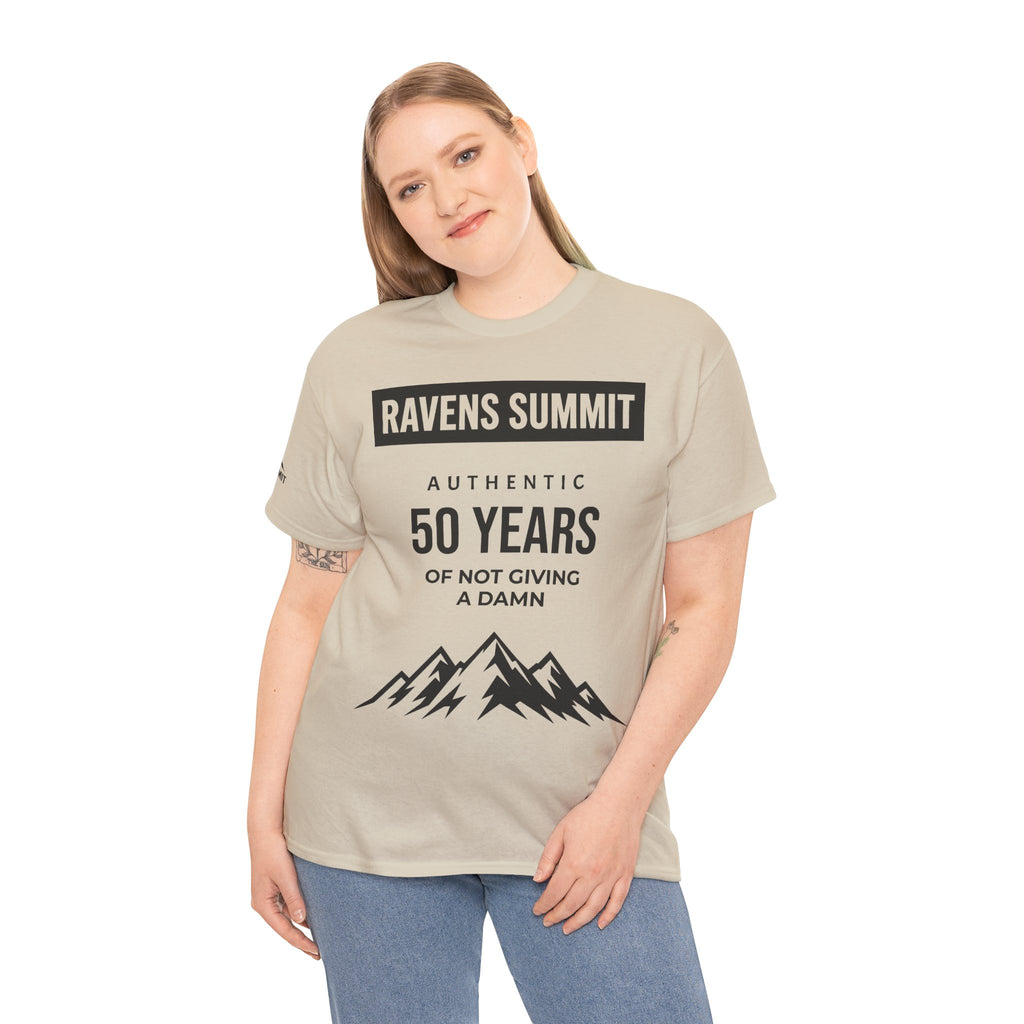 Customisable Ravens Summit 50 Years Tee — "Authentic 50 Years of Not Giving a Damn" Mountain Graphic T‑Shirt