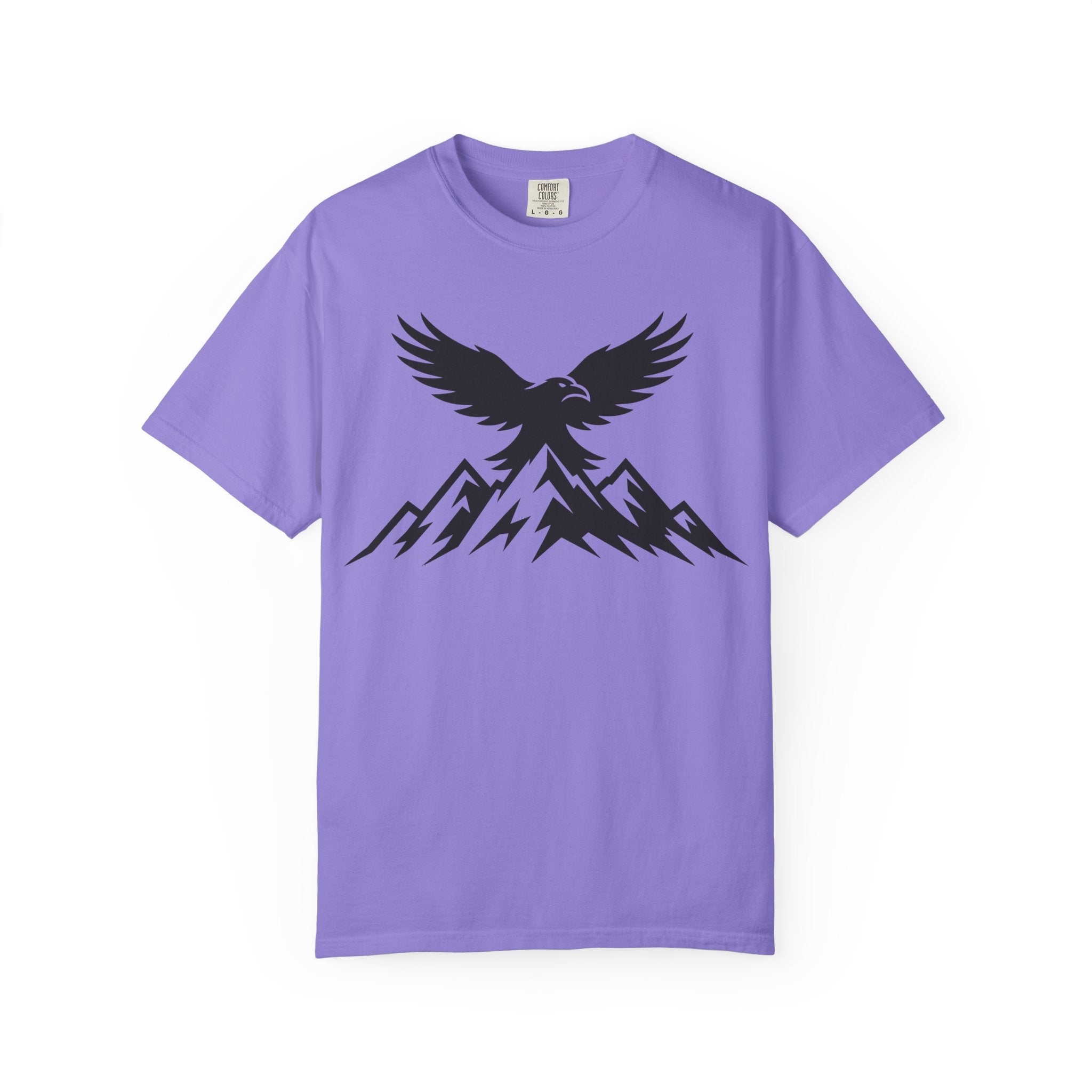 Ravens Summit Mountain T-Shirt — Eagle Over Peaks Graphic Tee Light