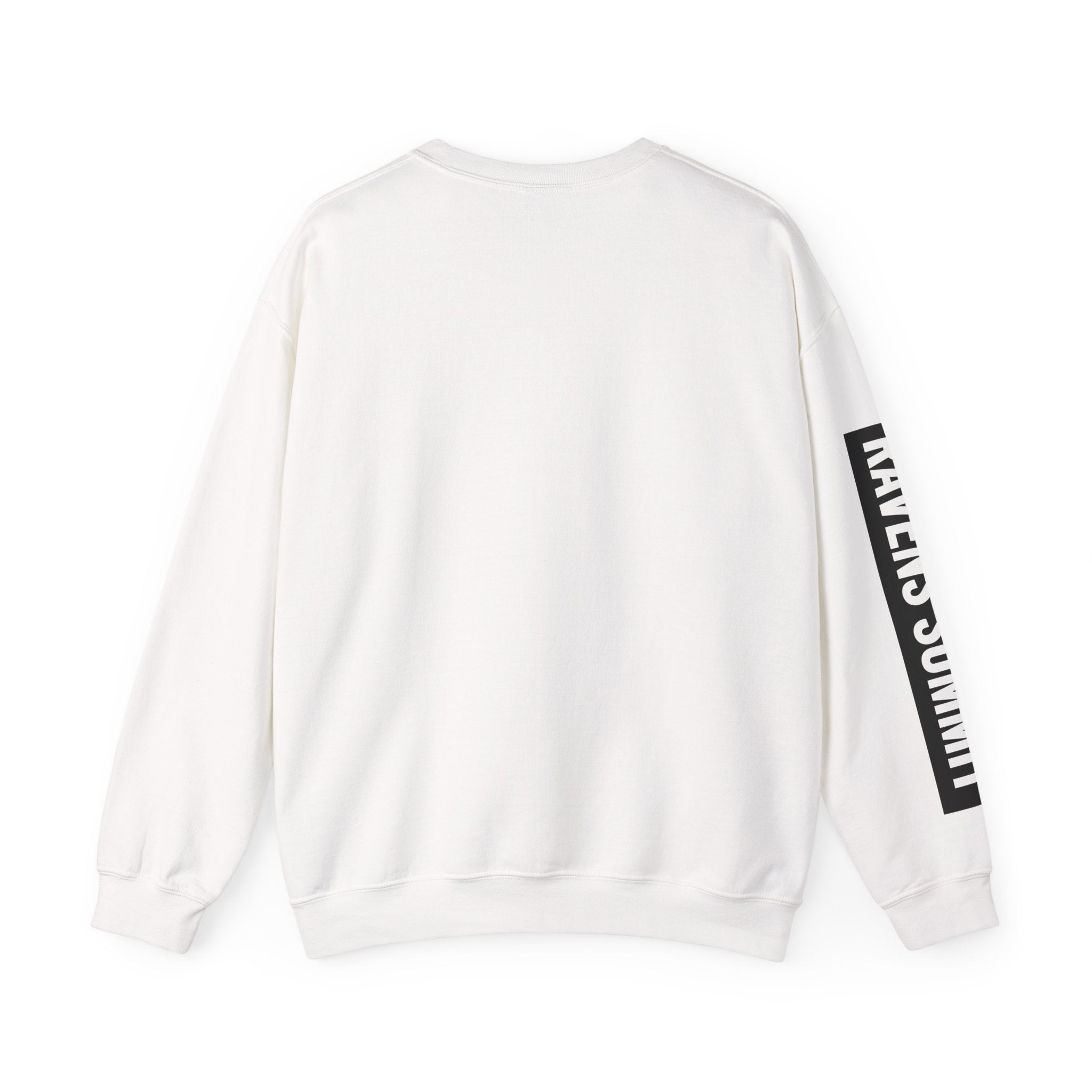 Crewneck Sweatshirt — Geometric Mountain Raven Illustration with 'Ravens Summit' Sleeve