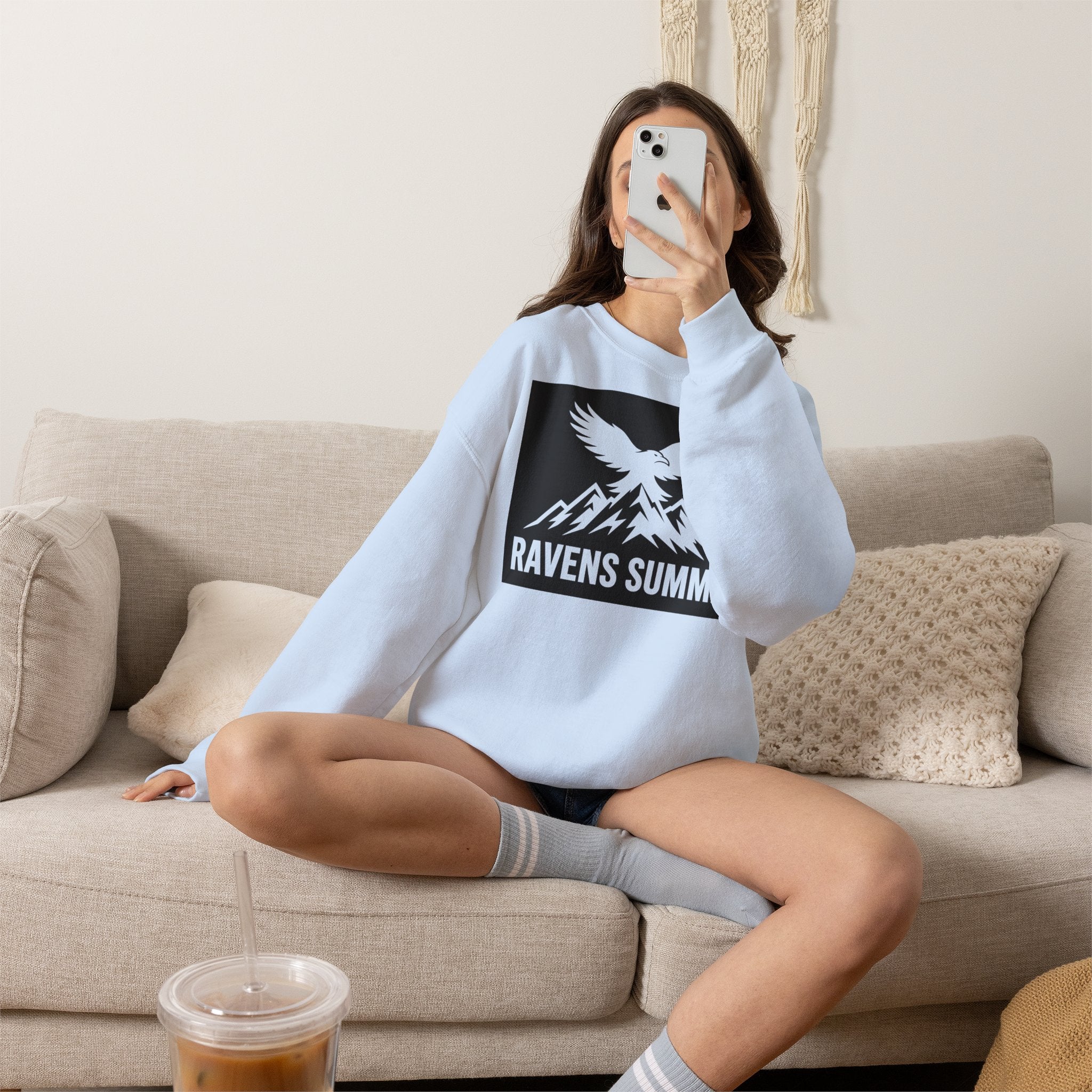 Ravens Summit Crewneck Sweatshirt — Mountain Raven Graphic Pullover