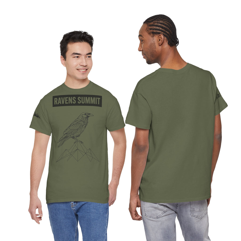 Raven Summit Tee — Minimal Mountain Raven Line Art Graphic T-Shirt