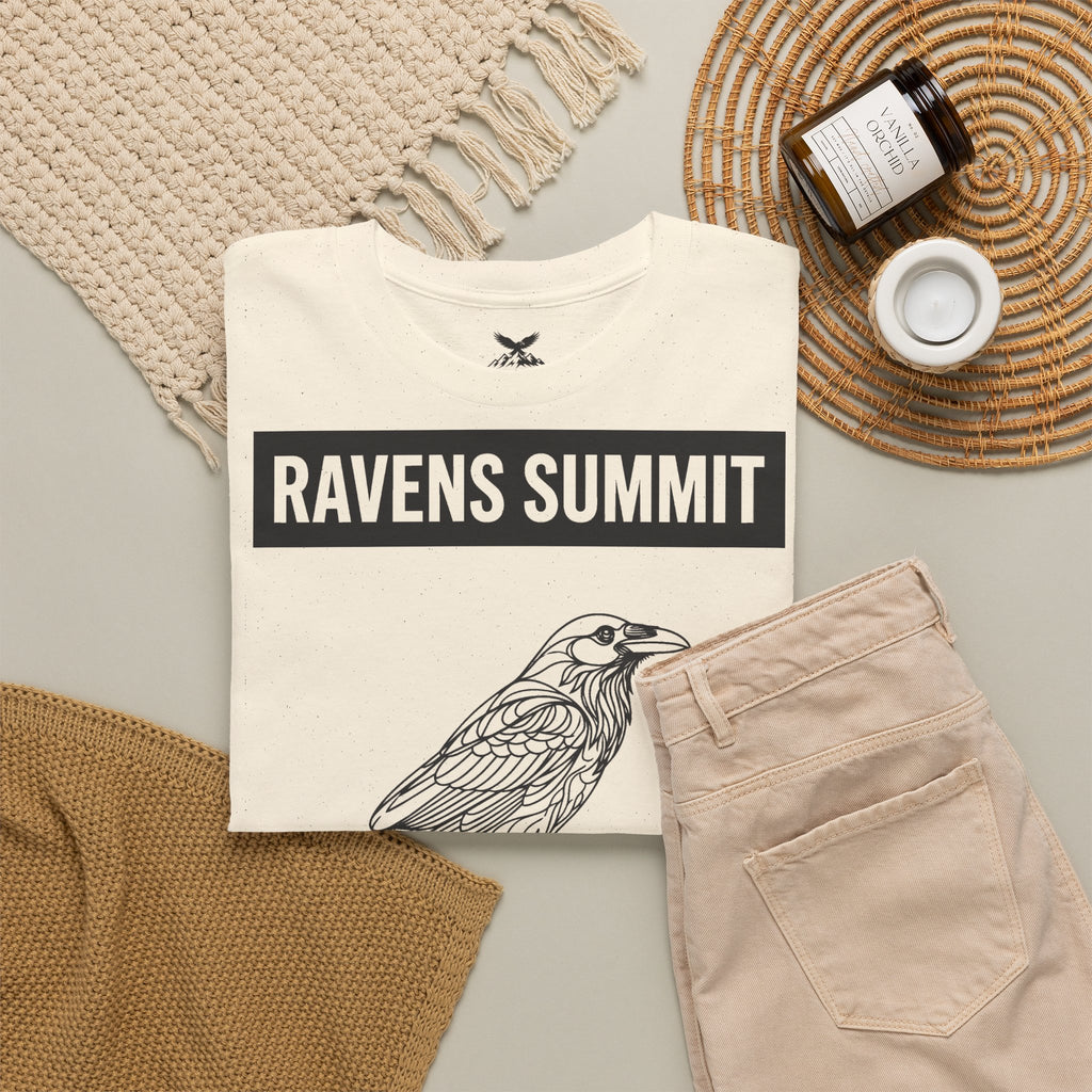 Raven Summit Tee — Minimal Mountain Raven Line Art Graphic T-Shirt