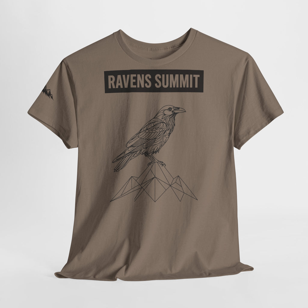 Raven Summit Tee — Minimal Mountain Raven Line Art Graphic T-Shirt