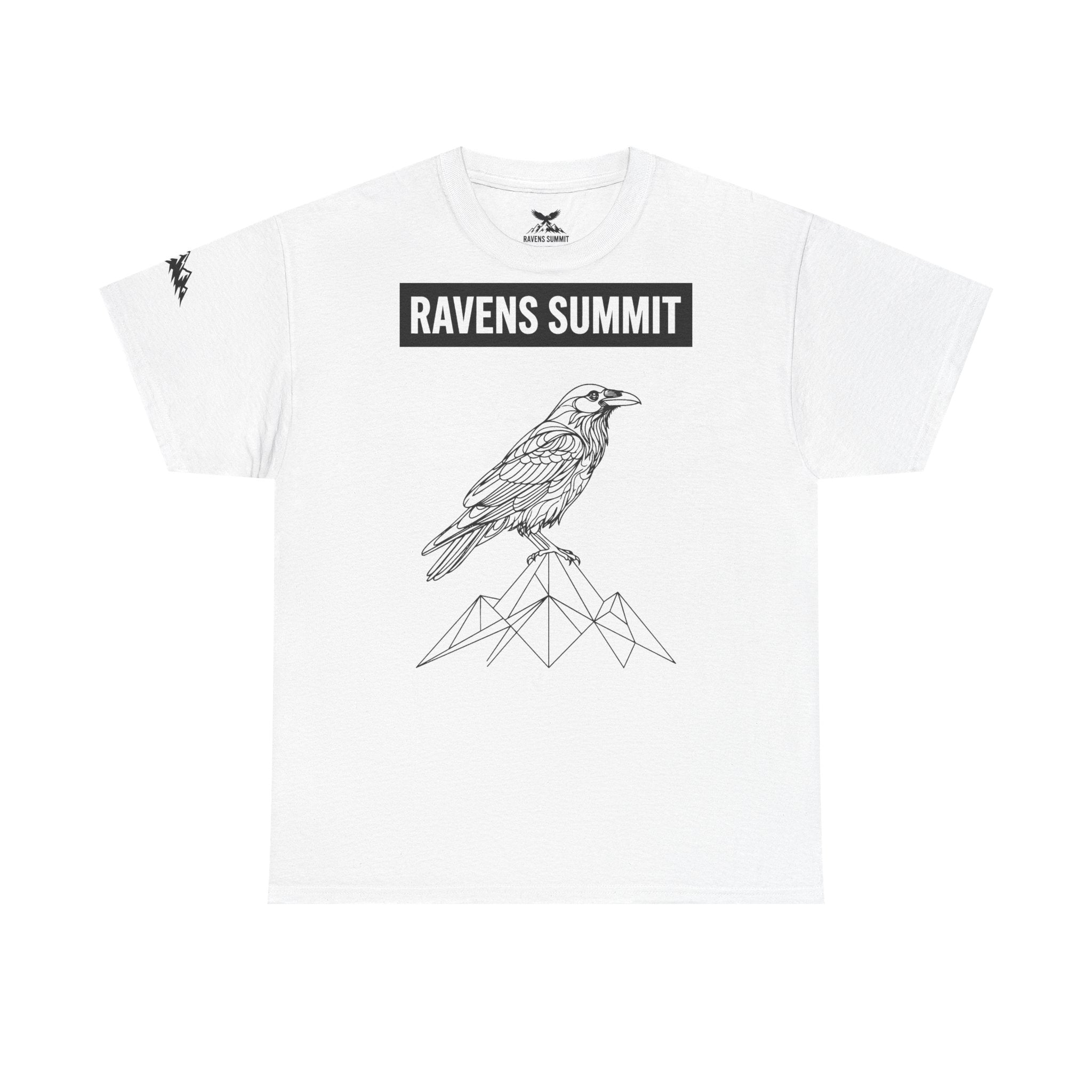 Raven Summit Tee — Minimal Mountain Raven Line Art Graphic T-Shirt