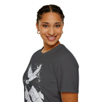 Mountain Raven Tee — Minimal Line Art Bird & Peaks Graphic T-Shirt