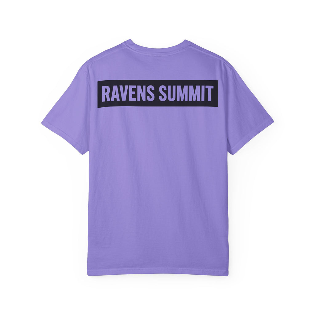 Ravens Summit Mountain T-Shirt — Eagle Over Peaks Graphic Tee Light