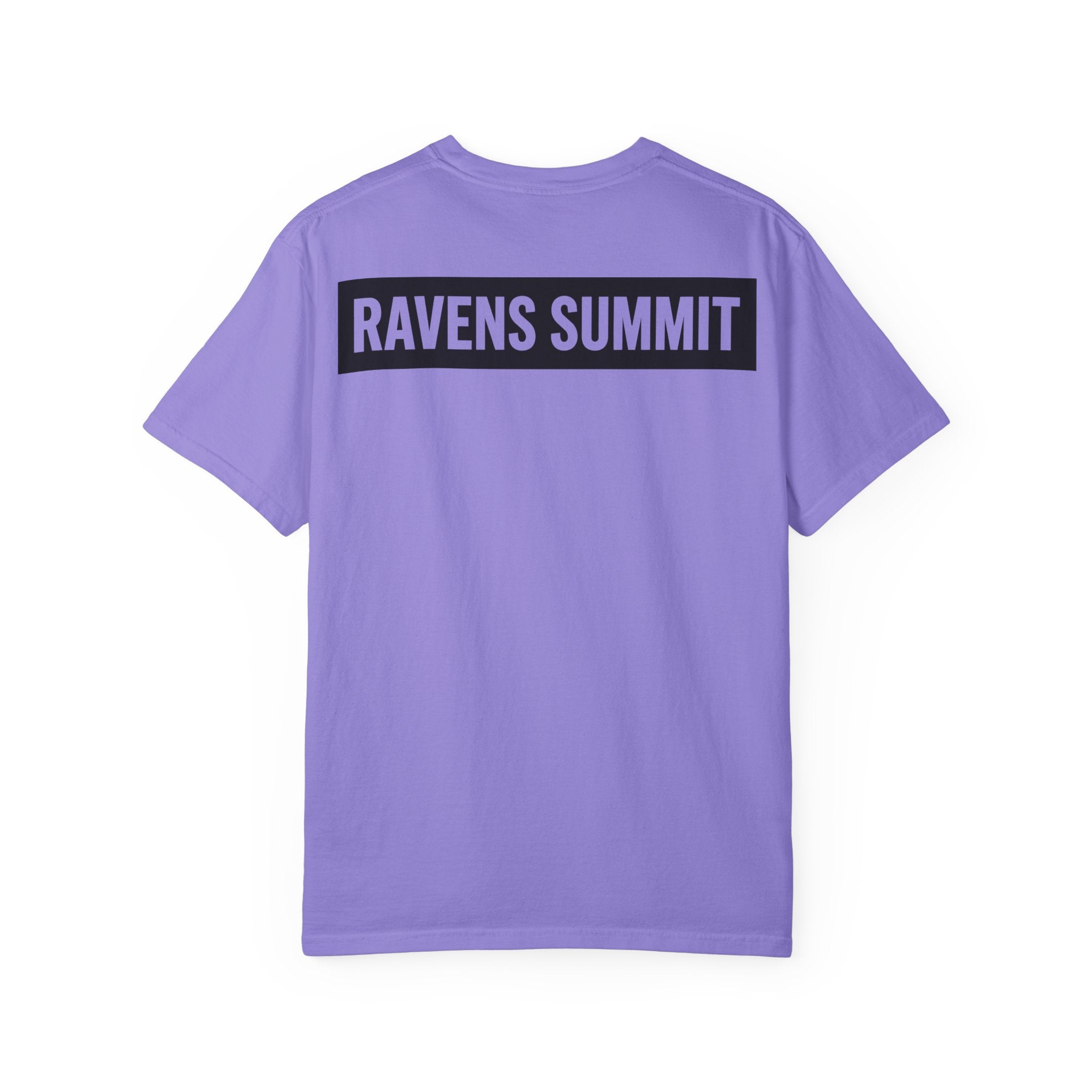 Ravens Summit Mountain T-Shirt — Eagle Over Peaks Graphic Tee Light