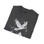 Mountain Raven Tee — Minimal Line Art Bird & Peaks Graphic T-Shirt