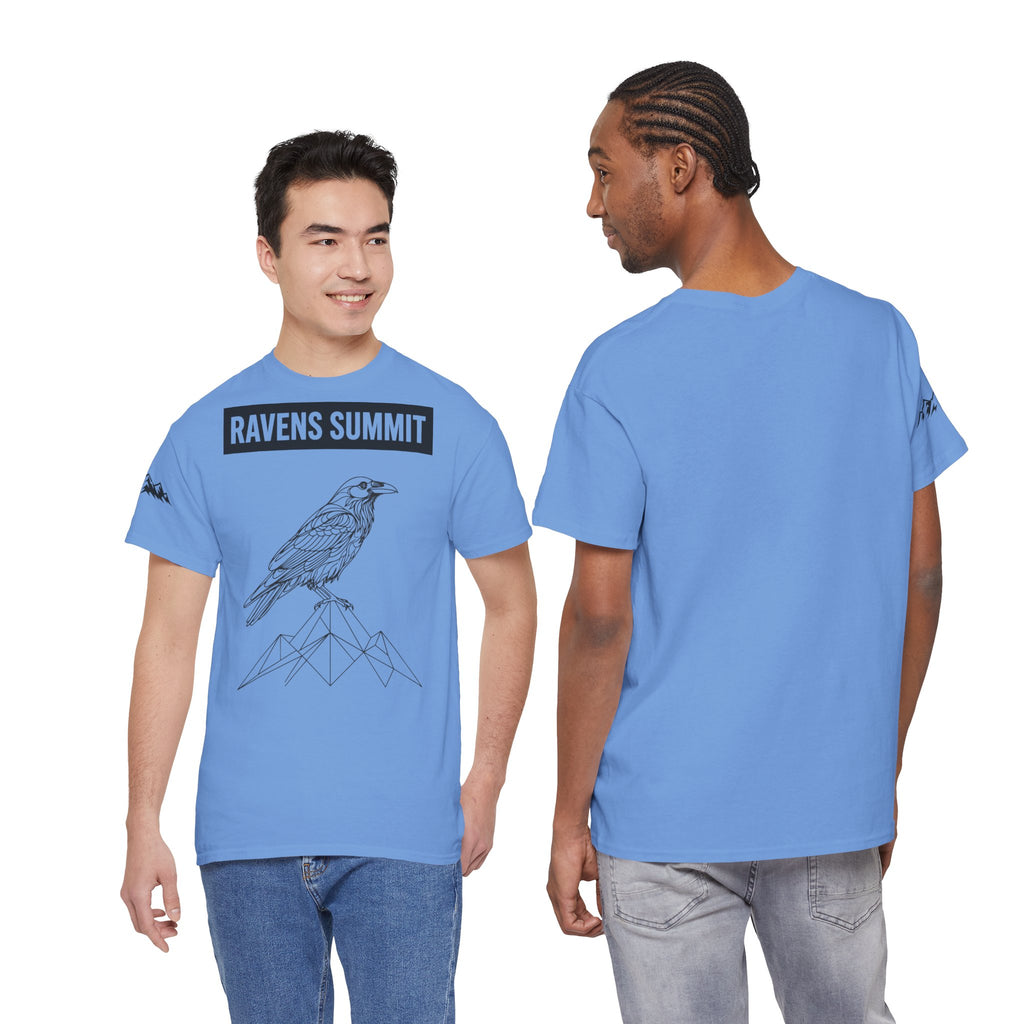 Raven Summit Tee — Minimal Mountain Raven Line Art Graphic T-Shirt