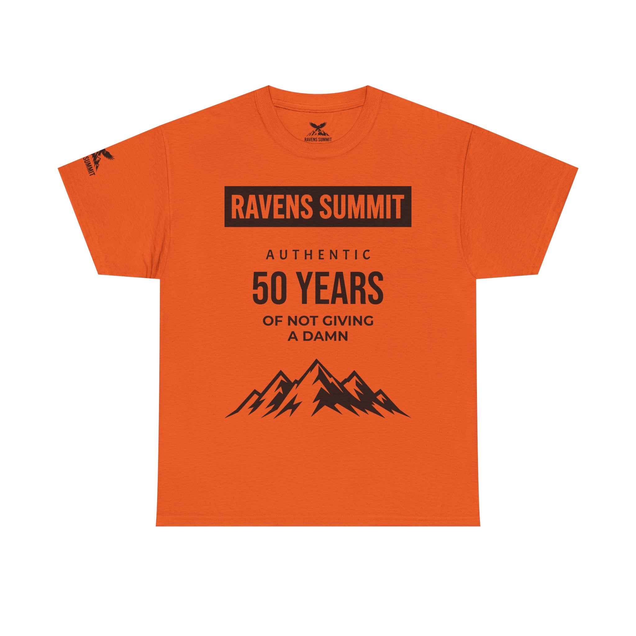 Customisable Ravens Summit 50 Years Tee — "Authentic 50 Years of Not Giving a Damn" Mountain Graphic T‑Shirt