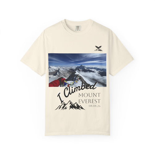 Mountain Climb Achievement Photo T-Shirt — "I Climbed Mount Everest" Adventure Tee