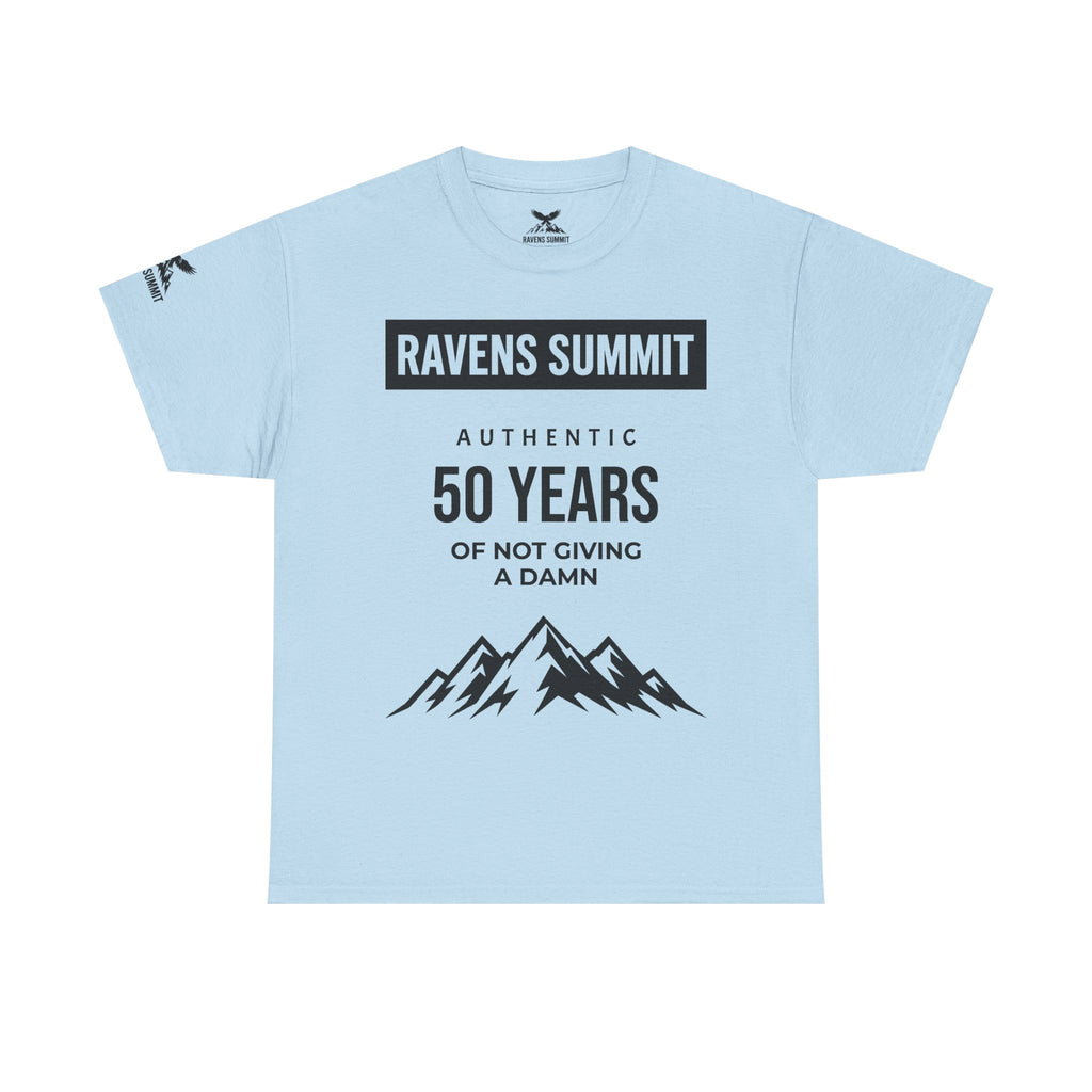 Customisable Ravens Summit 50 Years Tee — "Authentic 50 Years of Not Giving a Damn" Mountain Graphic T‑Shirt