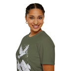 Mountain Raven Tee — Minimal Line Art Bird & Peaks Graphic T-Shirt