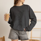 Crewneck Sweatshirt — Geometric Mountain Raven Illustration with 'Ravens Summit' Sleeve