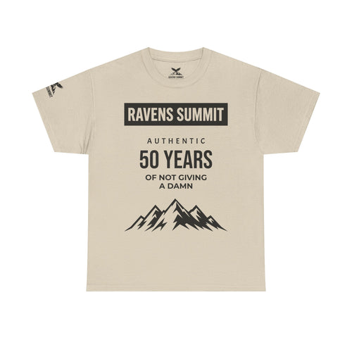 Customisable Ravens Summit 50 Years Tee — "Authentic 50 Years of Not Giving a Damn" Mountain Graphic T‑Shirt