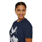 Mountain Raven Tee — Minimal Line Art Bird & Peaks Graphic T-Shirt
