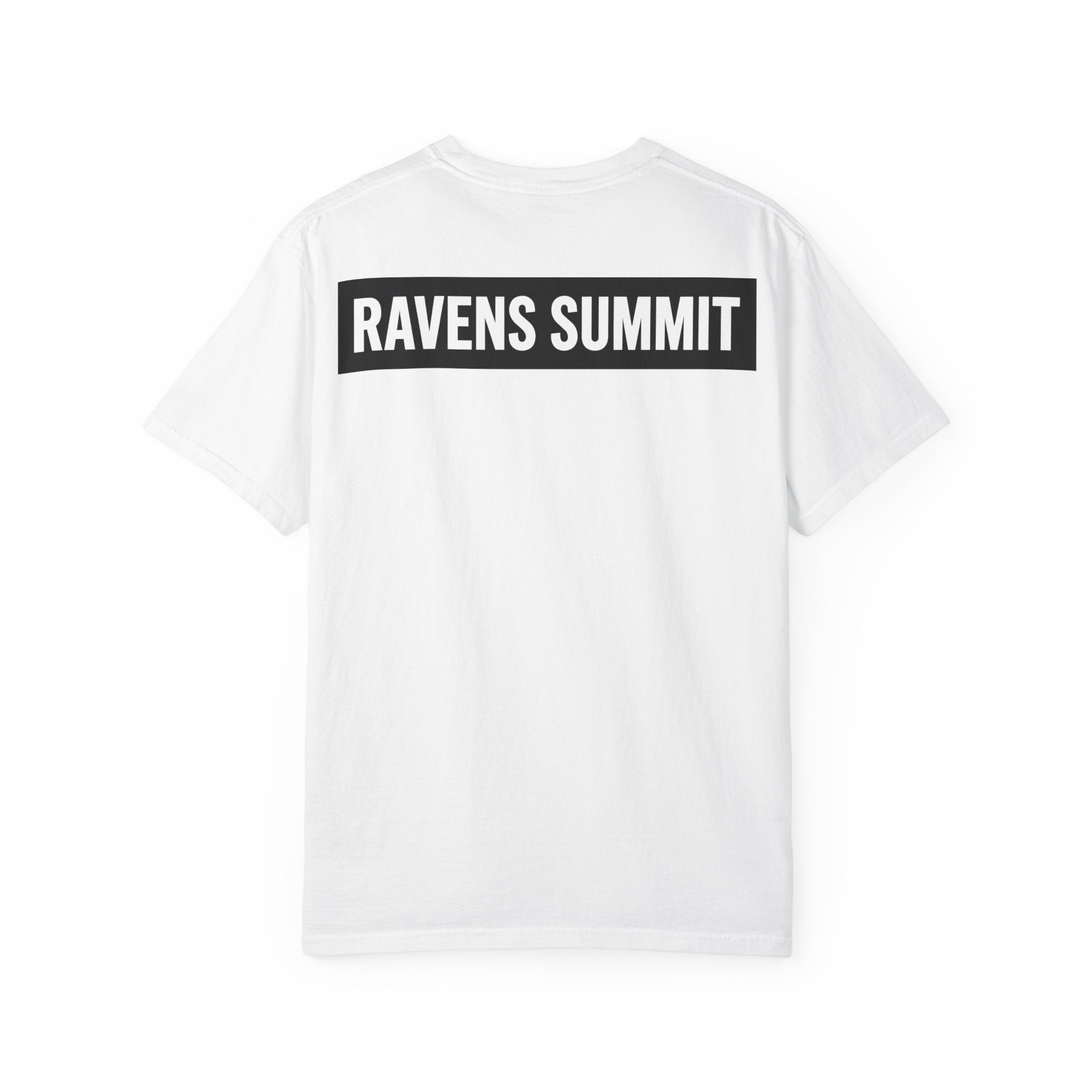 Ravens Summit Mountain T-Shirt — Eagle Over Peaks Graphic Tee Light