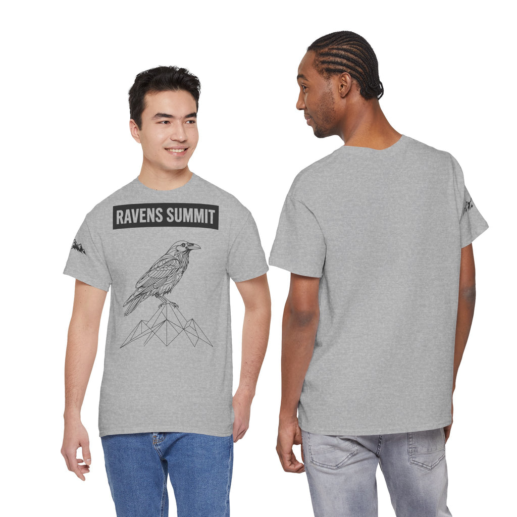 Raven Summit Tee — Minimal Mountain Raven Line Art Graphic T-Shirt
