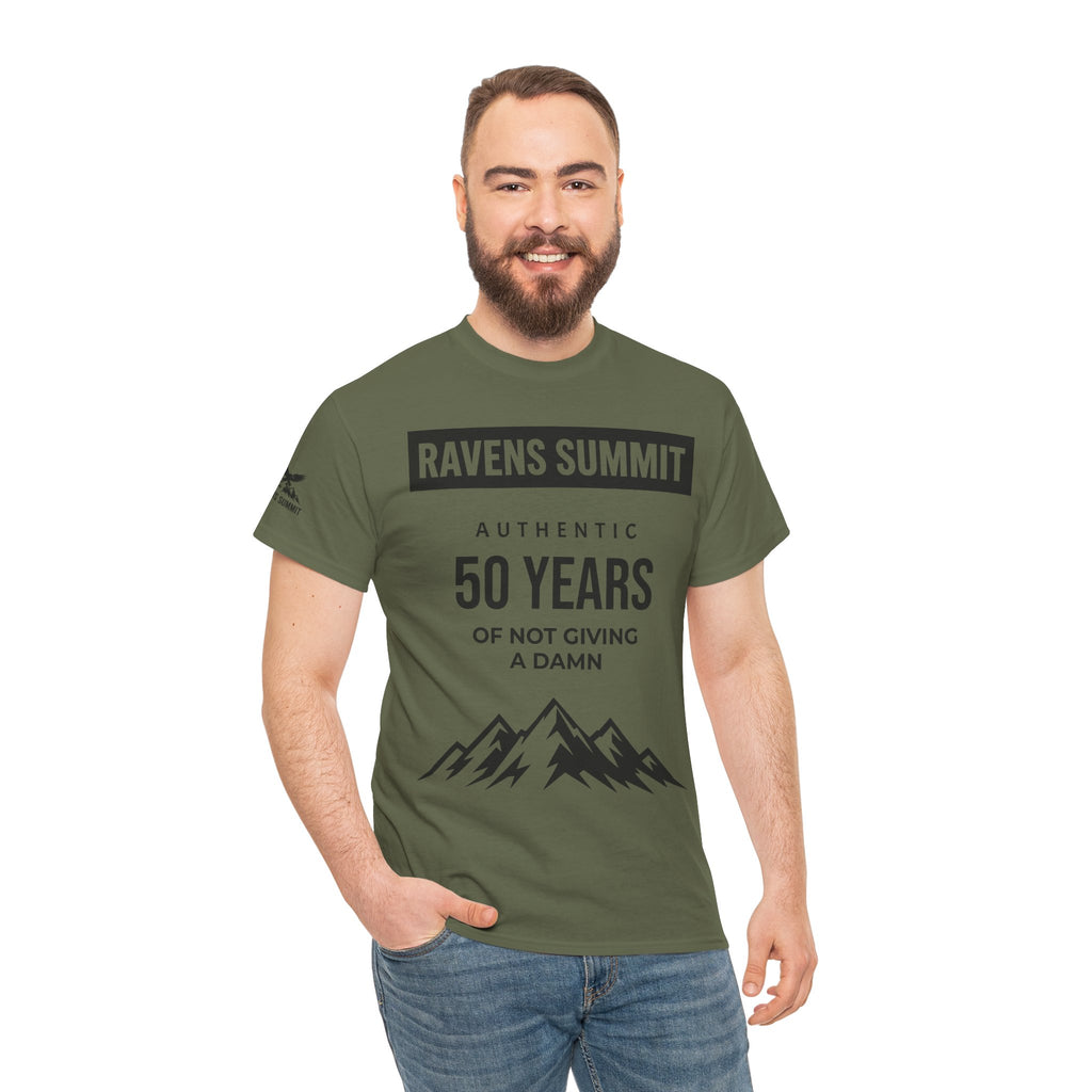 Customisable Ravens Summit 50 Years Tee — "Authentic 50 Years of Not Giving a Damn" Mountain Graphic T‑Shirt
