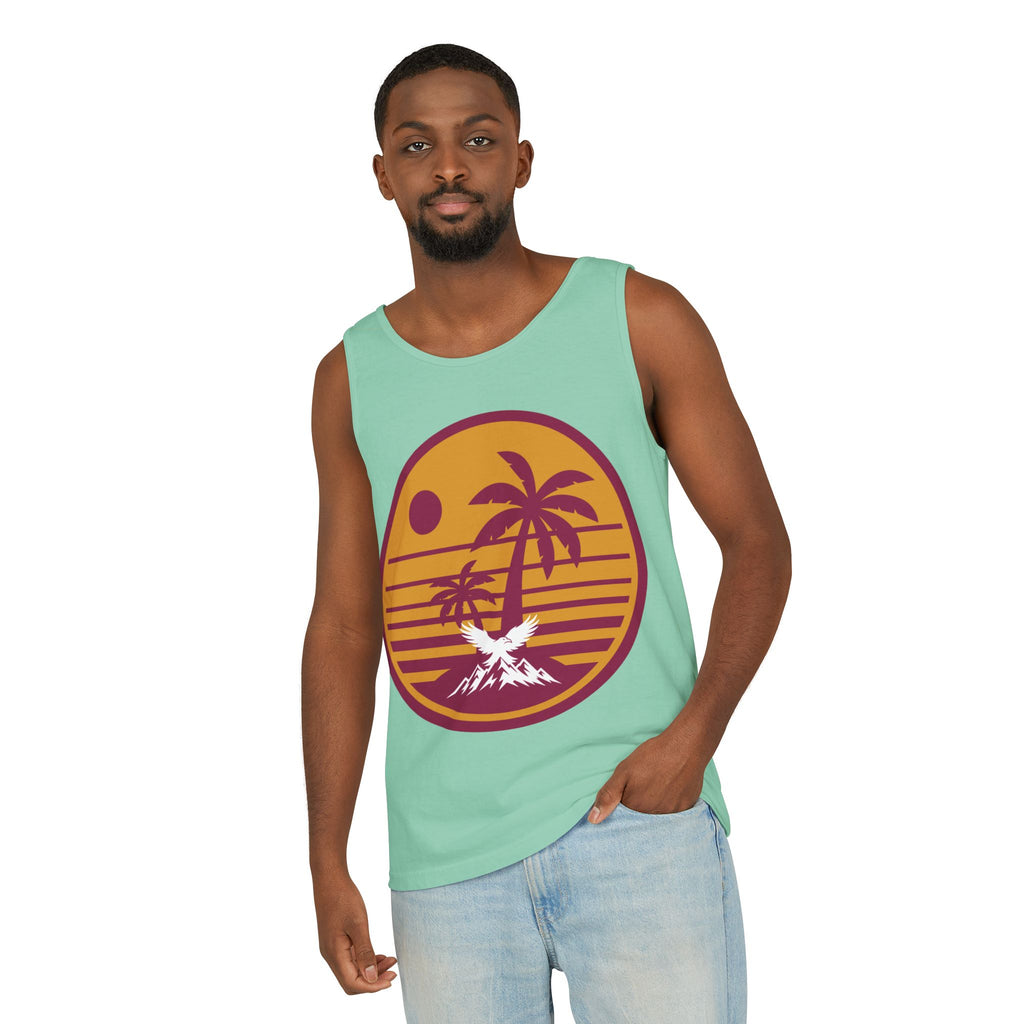Ravens Summit Sunset Palm Tank Top  — Retro Beach Vibes Graphic Tank