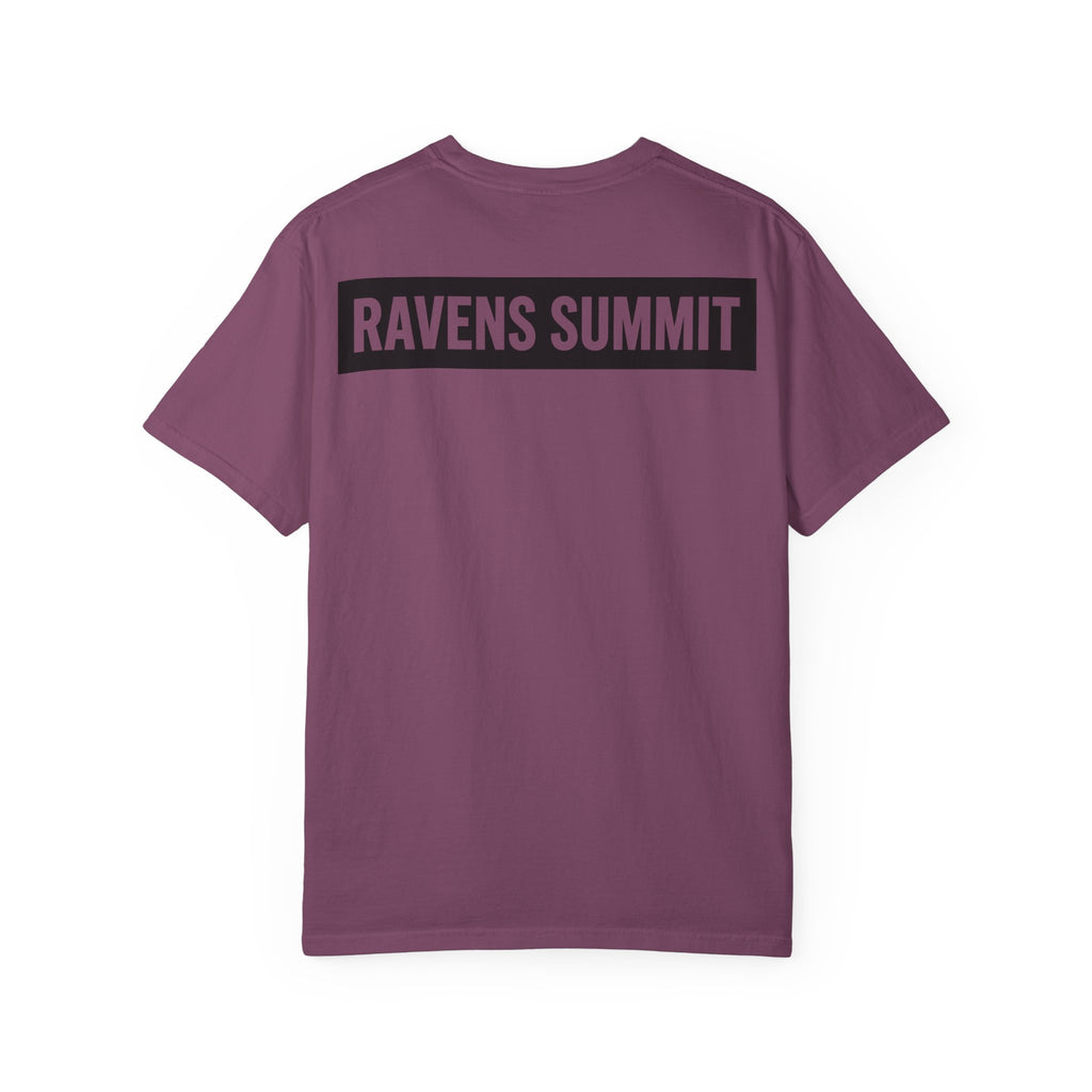 Ravens Summit Mountain T-Shirt — Eagle Over Peaks Graphic Tee Light