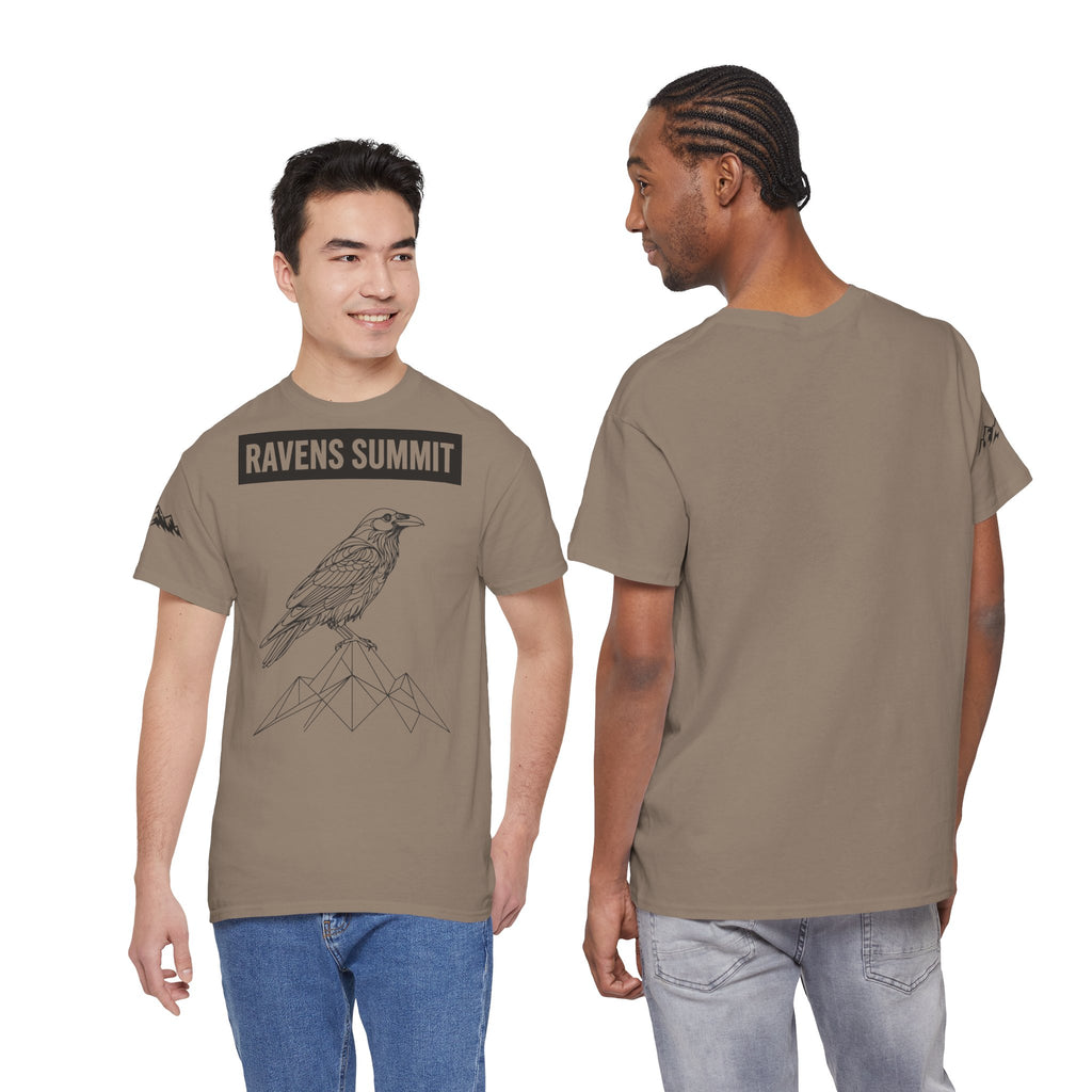 Raven Summit Tee — Minimal Mountain Raven Line Art Graphic T-Shirt