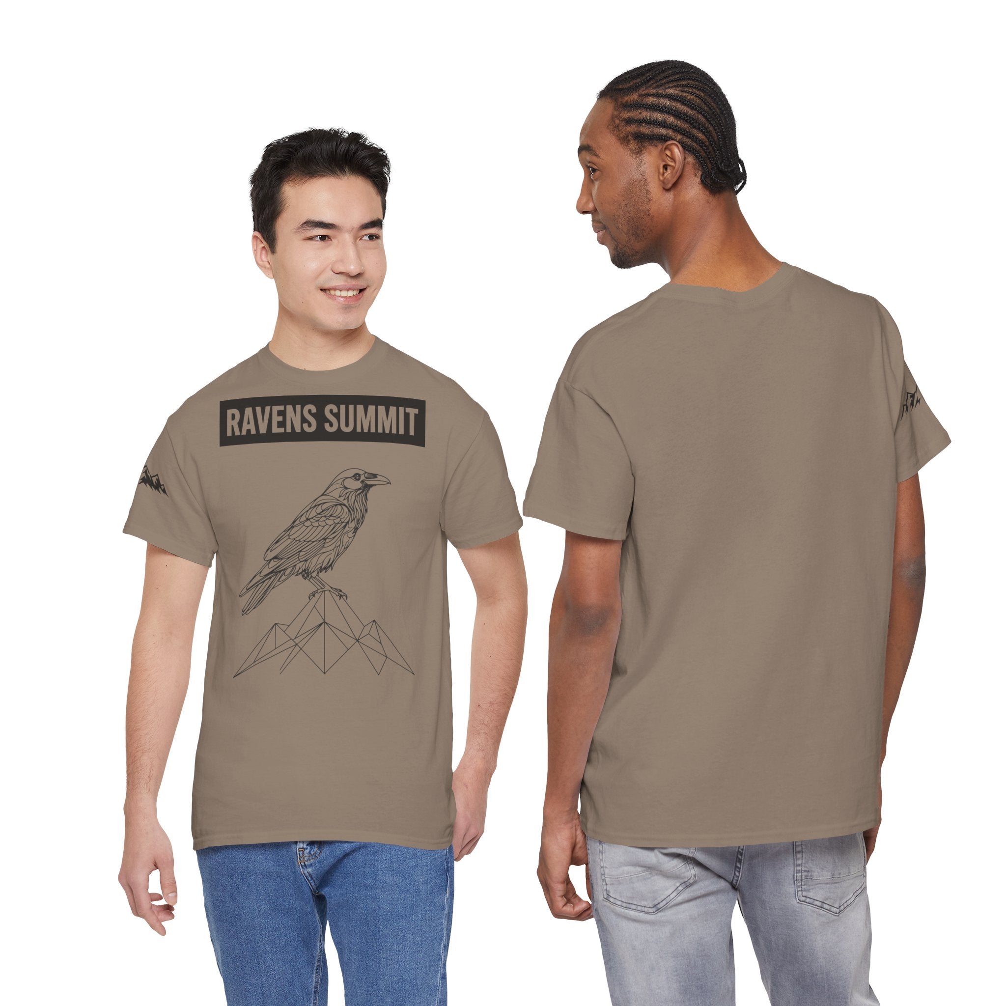 Raven Summit Tee — Minimal Mountain Raven Line Art Graphic T-Shirt