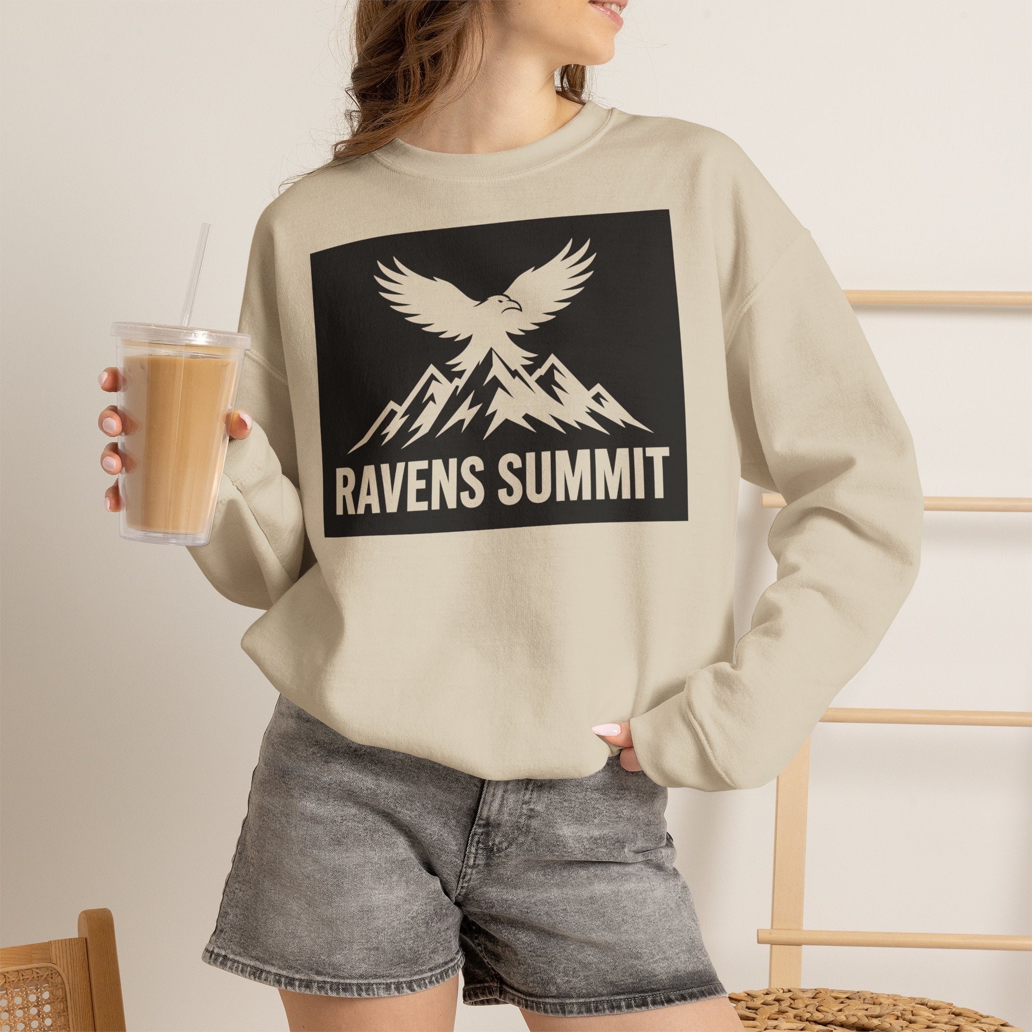 Ravens Summit Crewneck Sweatshirt — Mountain Raven Graphic Pullover
