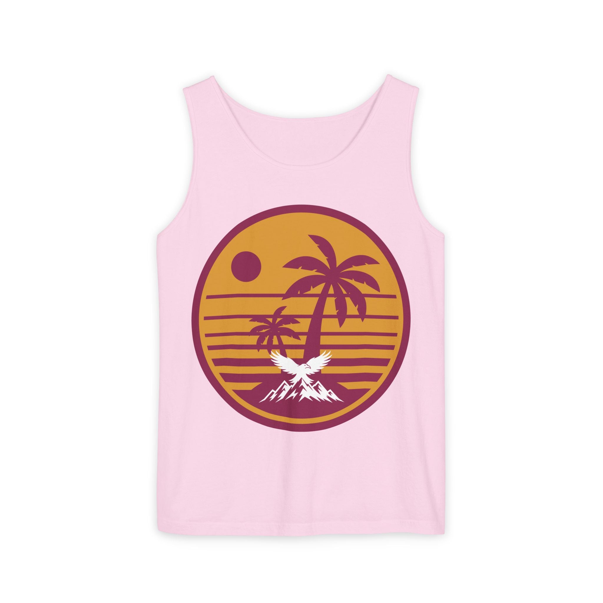 Ravens Summit Sunset Palm Tank Top  — Retro Beach Vibes Graphic Tank