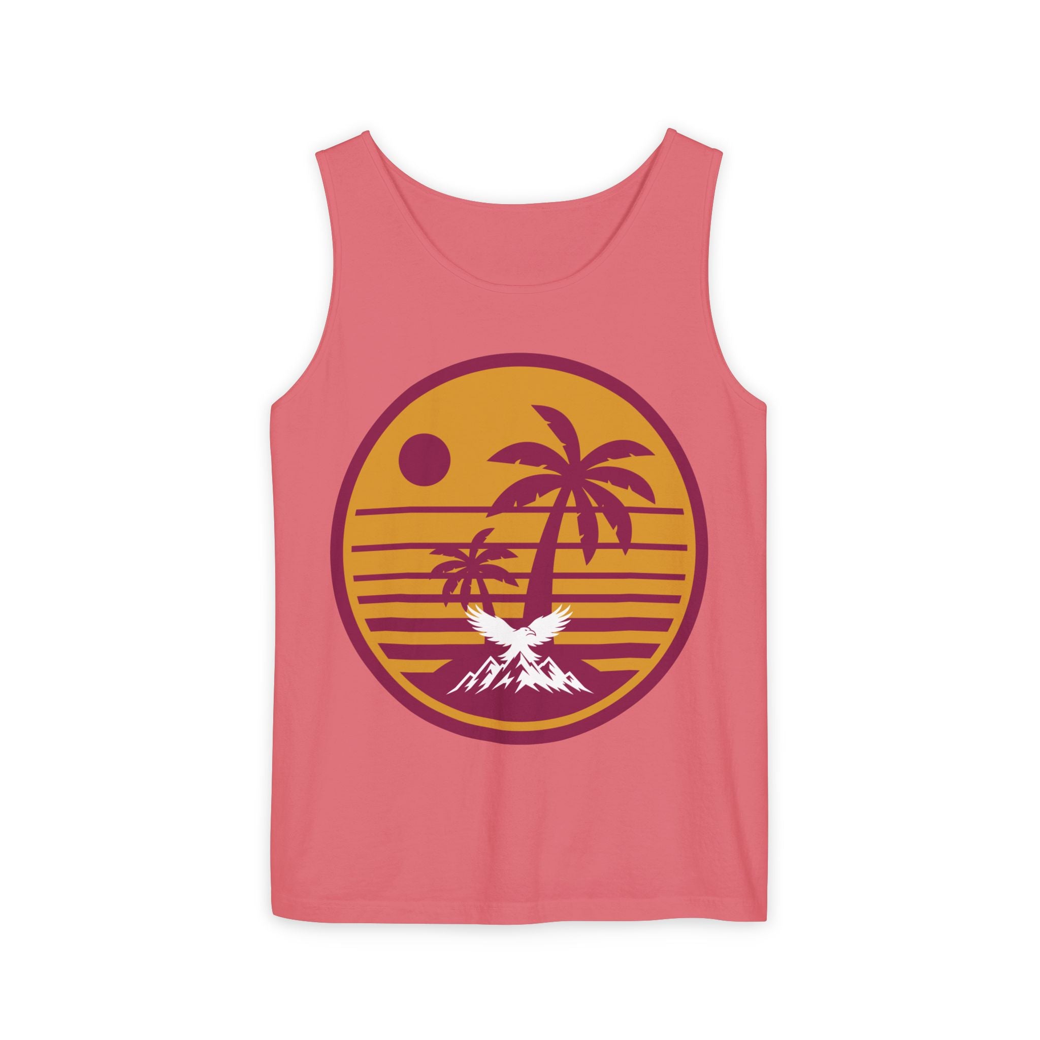 Ravens Summit Sunset Palm Tank Top  — Retro Beach Vibes Graphic Tank