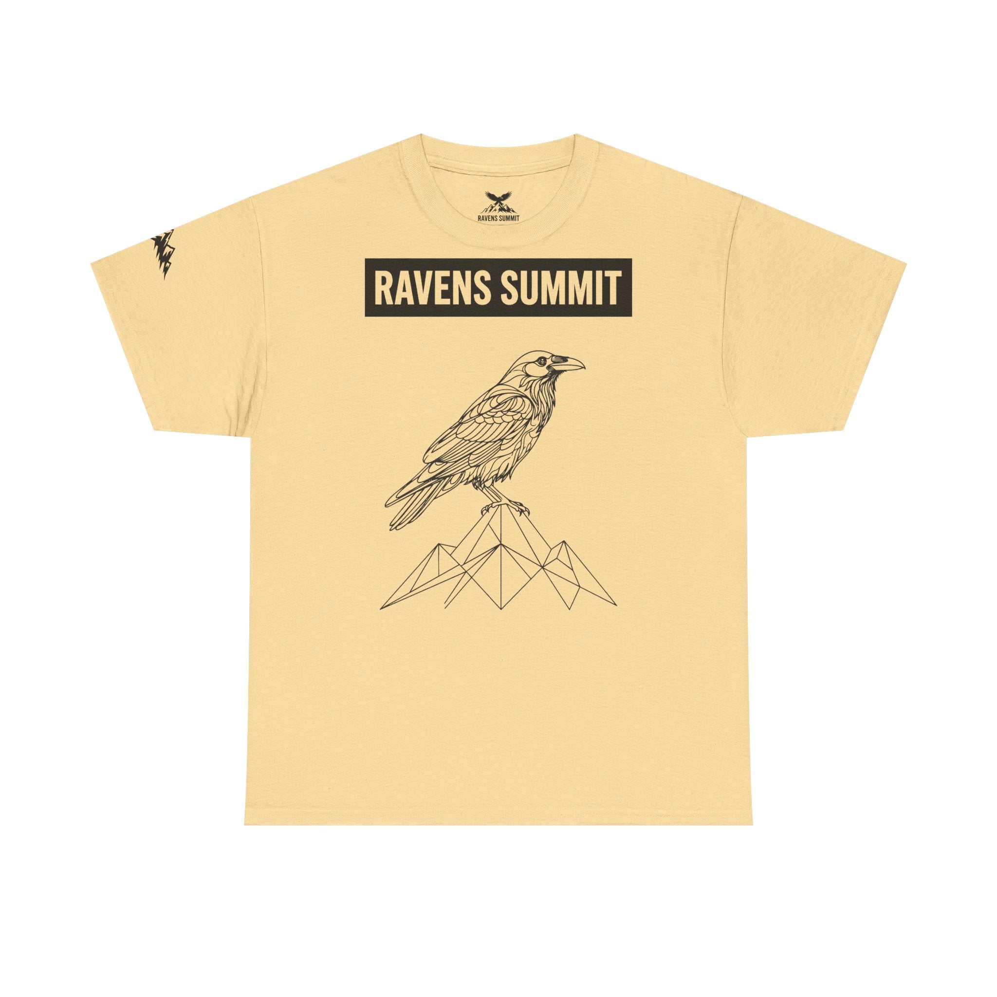 Raven Summit Tee — Minimal Mountain Raven Line Art Graphic T-Shirt